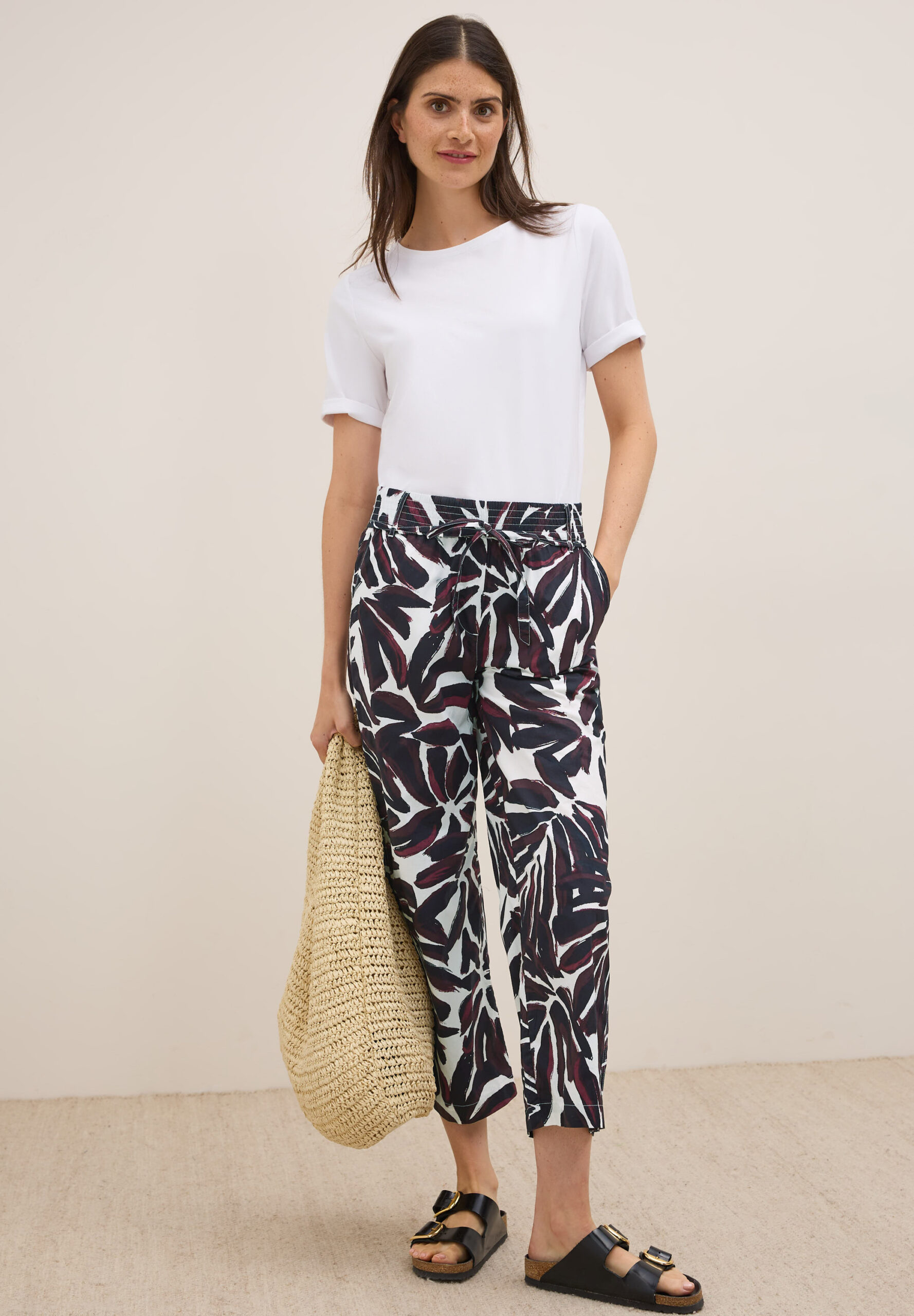Gemusterte Wide Leg Hose, Cecil