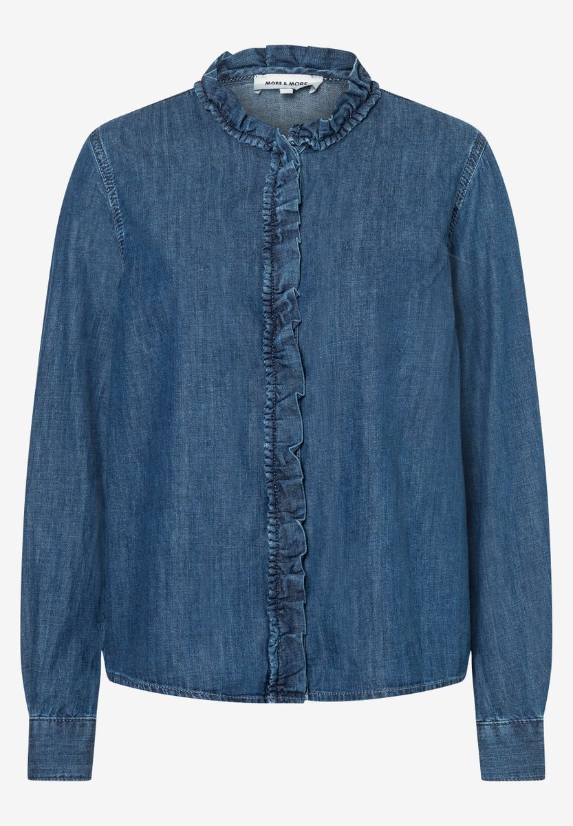 Jeansbluse mit Rüsche, more and more