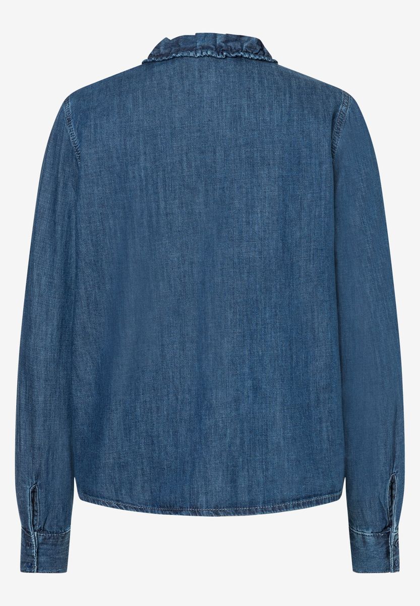 Jeansbluse mit Rüsche, more and more