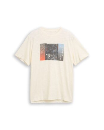 T-Shirt in Melange-Optik mit Print, Tom Tailor