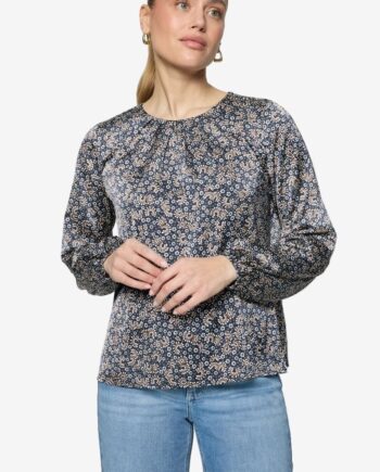 Satinbluse   langarm mit Blumen, zero