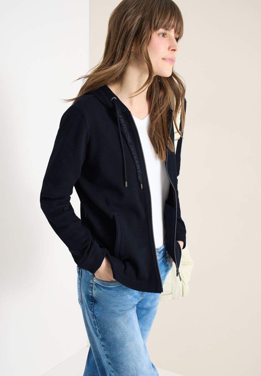 Langarm Jacke mit Kapuze und Taschen, Cecil