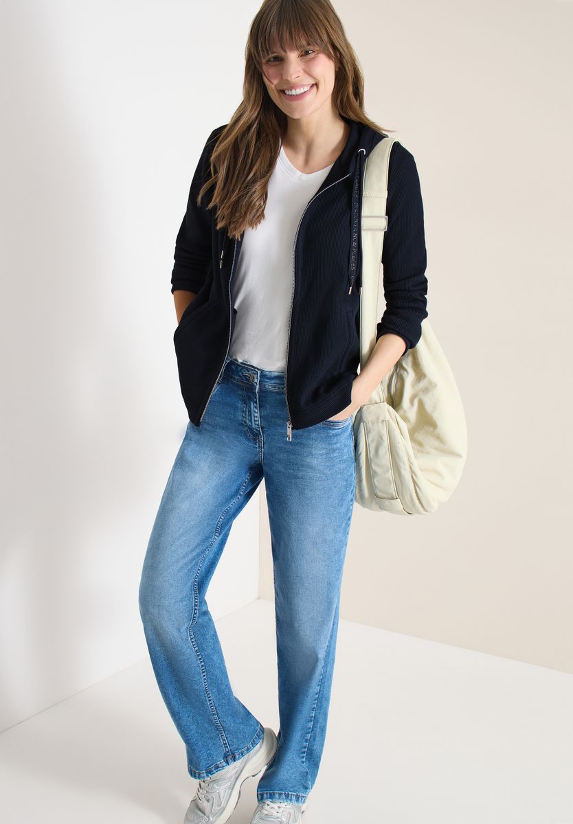 Langarm Jacke mit Kapuze und Taschen, Cecil