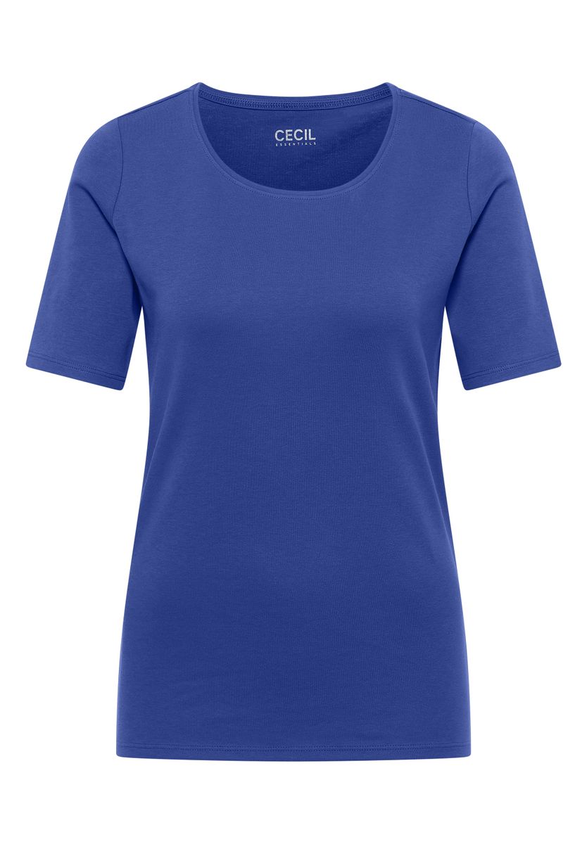 Basic T-Shirt mit Rundhals in Unifarbe, Cecil