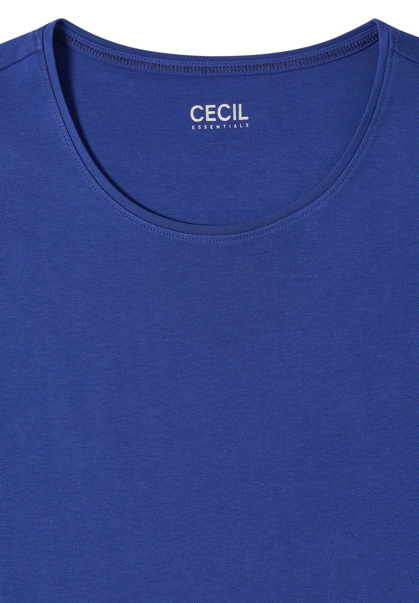 Basic T-Shirt mit Rundhals in Unifarbe, Cecil
