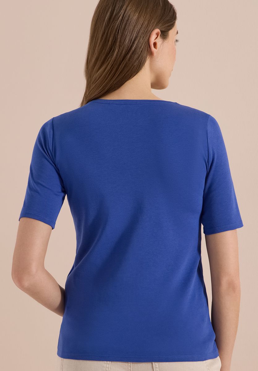 Basic T-Shirt mit Rundhals in Unifarbe, Cecil
