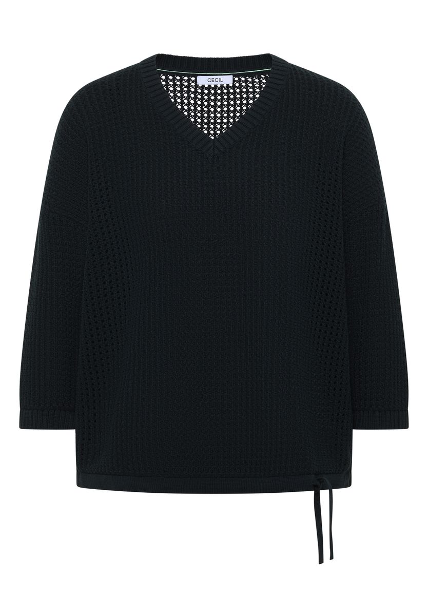 Kurzarm Pullover im Crochet-Look, Cecil