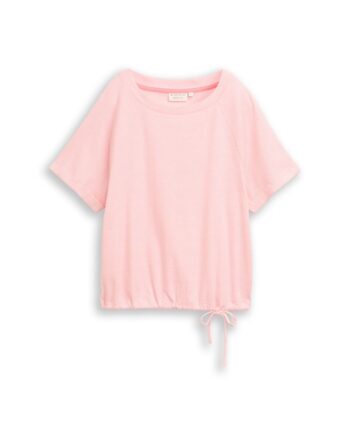 T-Shirt mit Kordelzug und Streifen, Tom Tailor